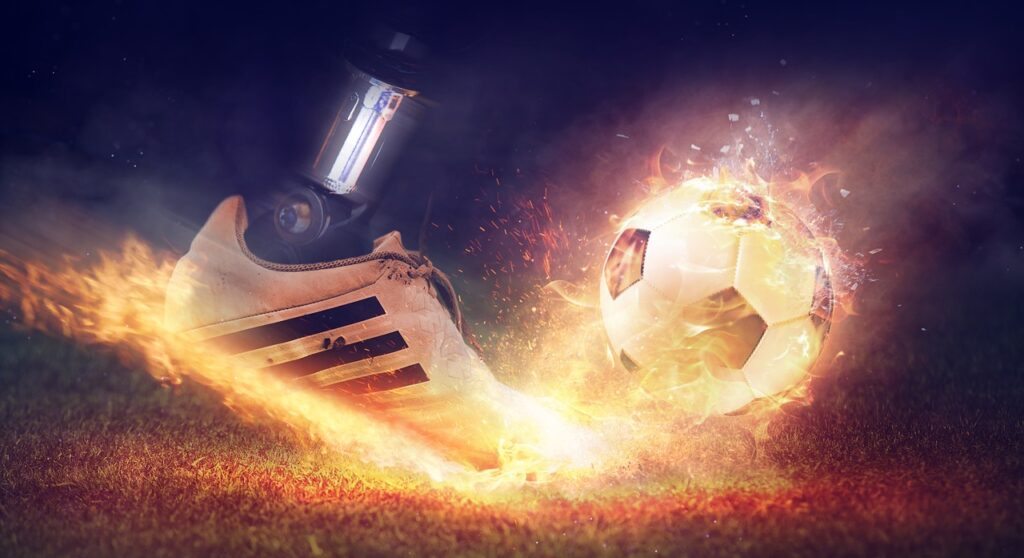football shoe on fire